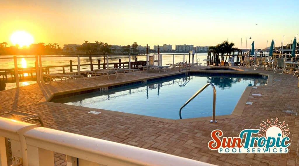 Clean pool at sunset after SunTropic Cleaning